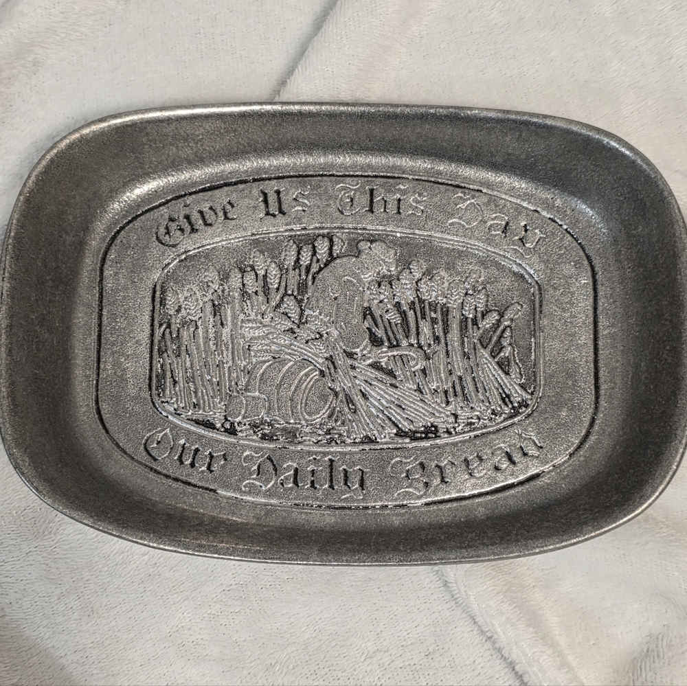 Vintage Wilton "Give Us This Day Our Daily Bread" Bread Server Plate Harvest - Picture 9 of 10
